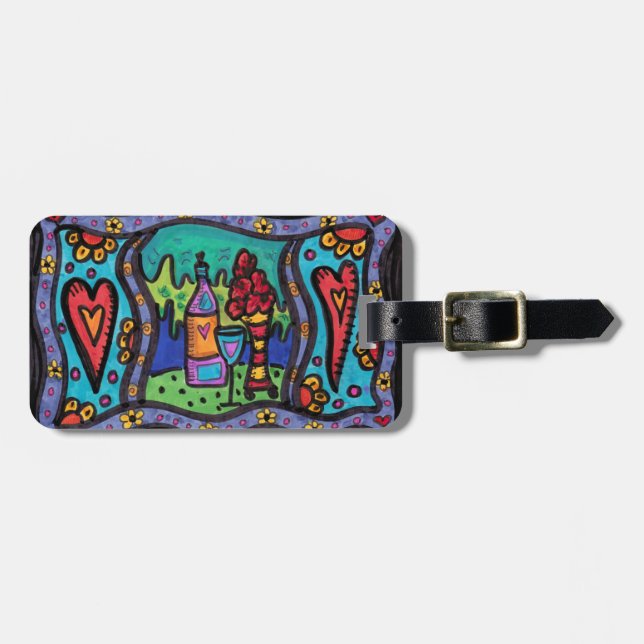 Etiqueta De Bagagem Amor e vinho (Frente Horizontal)