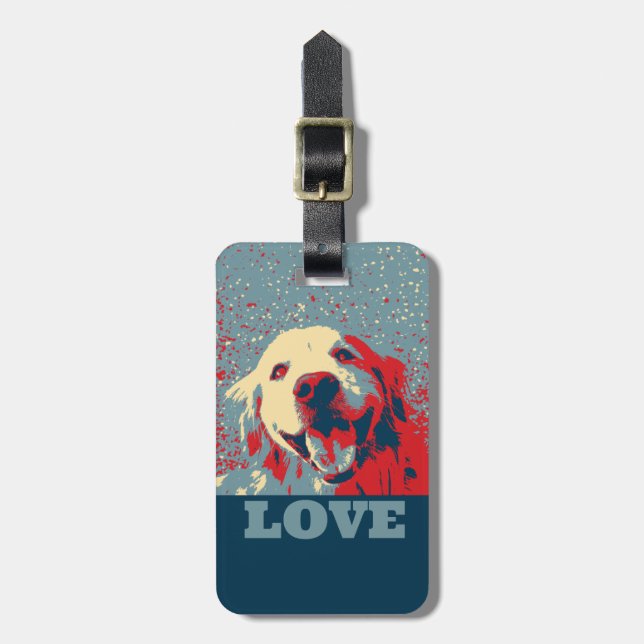 Etiqueta De Bagagem Amor estilizado do golden retriever (Frente Vertical)