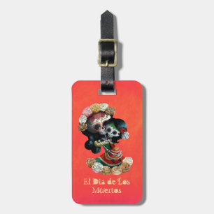 Etiqueta De Bagagem Amor maternal de esqueleto mexicano