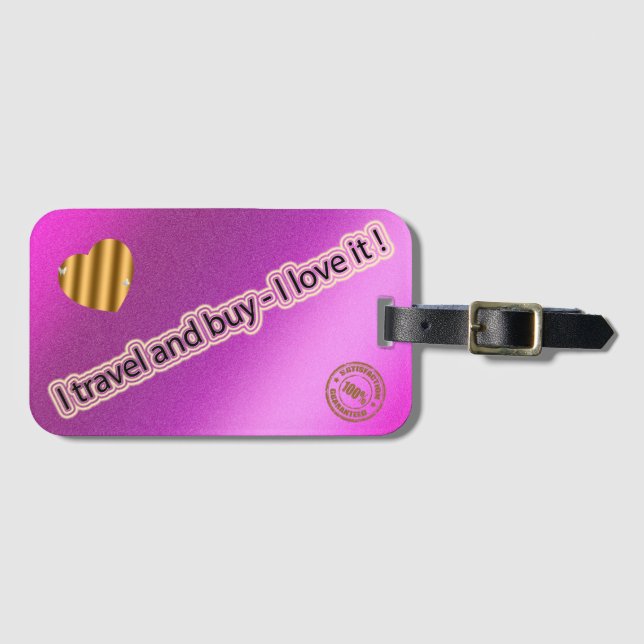 Etiqueta De Bagagem Amor Rosa Moderno (Frente Horizontal)