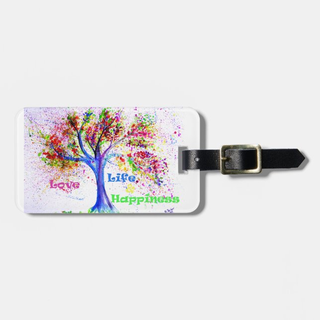 Etiqueta De Bagagem Amor, vida & felicidade (Frente Horizontal)