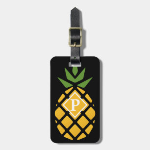 Etiqueta De Bagagem Ananás personalizado   Preto editável