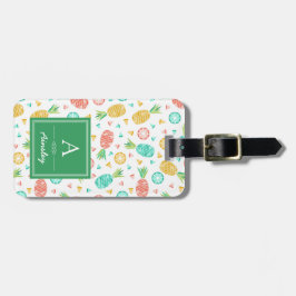 Etiqueta De Bagagem Ananases| Monograma Verde