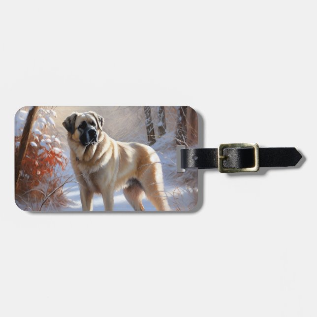 Etiqueta De Bagagem Anatólia Shepherd Deixou nevar o Natal (Frente Horizontal)