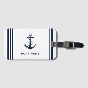 Etiqueta De Bagagem Âncora de Barco Personalizada e Nome