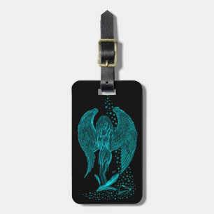 Etiqueta De Bagagem Angel perdeu no Love, Design preto e verde