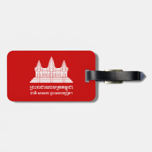 Etiqueta De Bagagem Angkor Wat Cambodian / Khmer Flag com Motto
