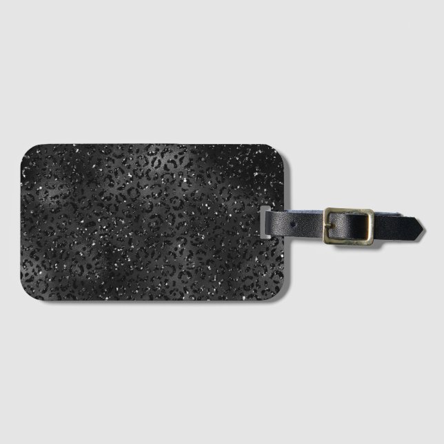 Etiqueta De Bagagem Animais Impressão de Pele Preto Chita Leopard (Frente Horizontal)