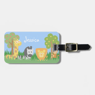 Etiqueta De Bagagem Animais Safari Cute Crianças Coloridas Personaliz