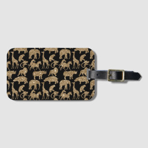 Etiqueta De Bagagem Animais Selvagens Safari Elegante Ouro Glitter Spa