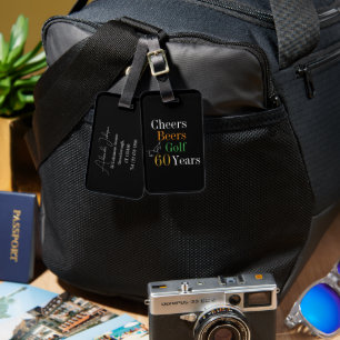 Etiqueta De Bagagem Aniversário de 60 anos de Golfe Cheers Cervejas No
