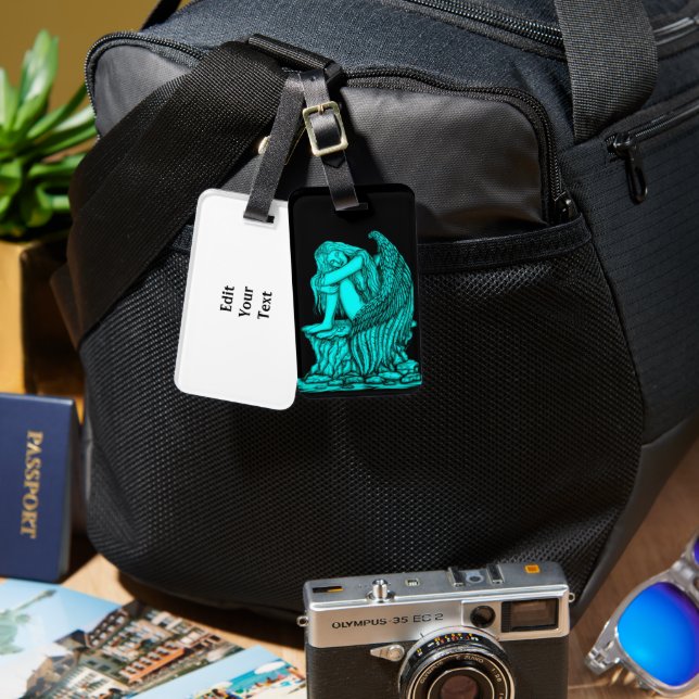 Etiqueta De Bagagem Anjo dormindo na pedra (Frente e verso)