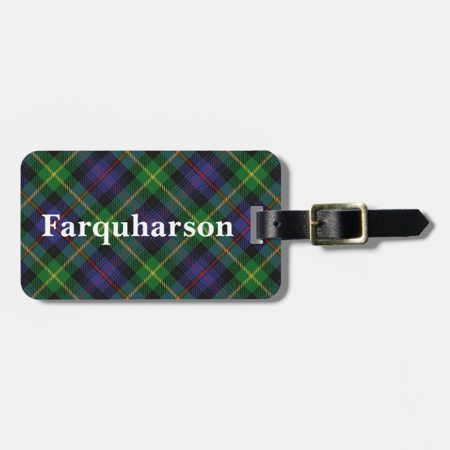 Etiqueta De Bagagem Antigo escocês Clan Farquharson Tartan (Frente Horizontal)