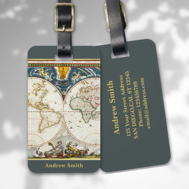 Etiqueta De Bagagem Antique Traveler Map Funny Travel (Criador carregado)