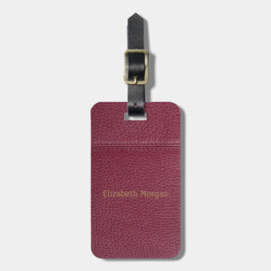 Etiqueta De Bagagem Aparência de couro vermelho elegante