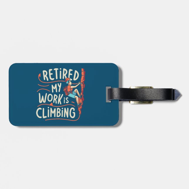 Etiqueta De Bagagem Aposentado Meu Trabalho Está Sofrendo Linhas Fluid (Traseira Horizontal)