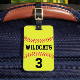 Etiqueta De Bagagem Aproximação do Nome da Equipe Softball e Número do