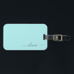 Etiqueta De Bagagem Aqua Blue Teal Girly Script Monograma Nome Moderno<br><div class="desc">Aqua Blue Teal Monograma Adicione seu próprio nome Scripts Luz Bag Tag O saquinho faz o doce doce presente de 16 anos,  casamento,  chá de panela,  chá de fraldas ou festa de solteira para alguém decorando seu quarto em estilo.</div>