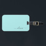 Etiqueta De Bagagem Aqua Blue Teal Girly Script Monograma Nome Moderno<br><div class="desc">Aqua Blue Teal Monograma Adicione seu próprio nome Scripts Luz Bag Tag O saquinho faz o doce doce presente de 16 anos,  casamento,  chá de panela,  chá de fraldas ou festa de solteira para alguém decorando seu quarto em estilo.</div>