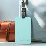 Etiqueta De Bagagem Aqua Blue Teal Girly Script Monograma Nome Moderno<br><div class="desc">Monograma Azul Aqua Adicionar Seu Próprio Nome Script Travesseiro De Assinatura. A etiqueta de mala faz o doce doce presente de 16 anos,  casamento,  chá de panela,  chá de fraldas ou festa de solteira para alguém que ama um estilo elegante e moderno.</div>