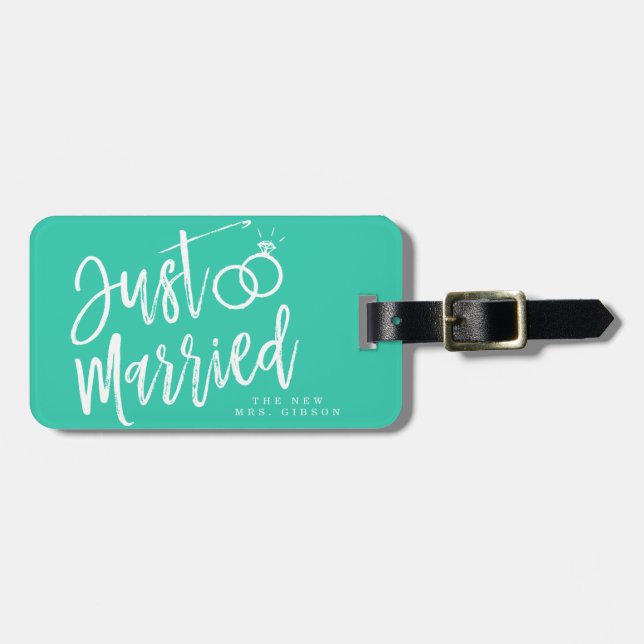 Etiqueta De Bagagem Aqua personalizado | do roteiro do recem casados (Frente Horizontal)