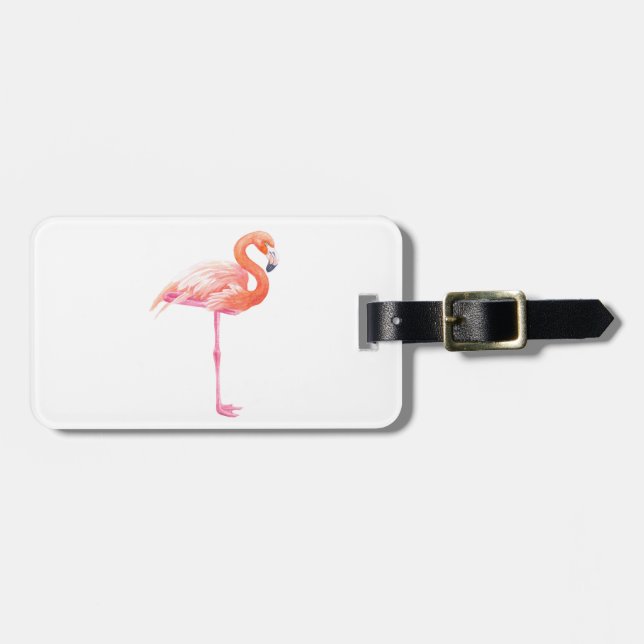 Etiqueta De Bagagem Aquarela Flamingo (Frente Horizontal)