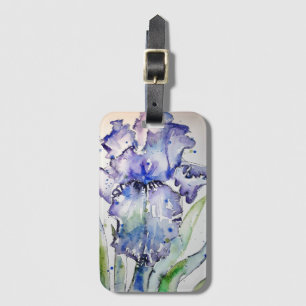 Etiqueta de Bagagem Aquarela Floral Íris Roxa
