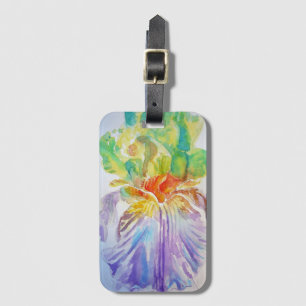 Etiqueta de Bagagem Aquarela Floral Íris Roxa