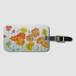 Etiqueta de Bagagem Aquarela Floral Papoula Vermel