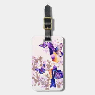 Etiqueta De Bagagem Aquarela Pássaros Floral Rojão Brilho