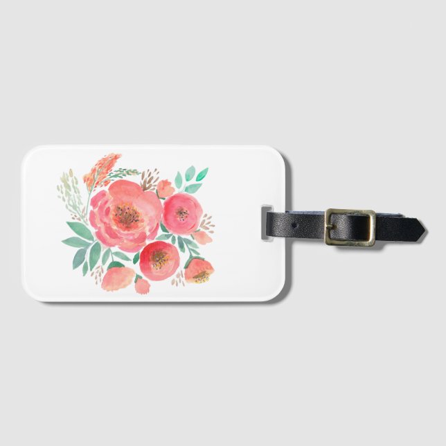 Etiqueta De Bagagem Aquarela, rosas. (Frente Horizontal)