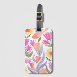 Etiqueta De Bagagem Aquarelas Coloridas de Flores Silvestres | Pintado