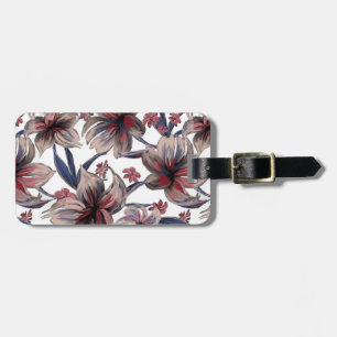 Etiqueta De Bagagem Aquarelas Crimson Floral em Branco