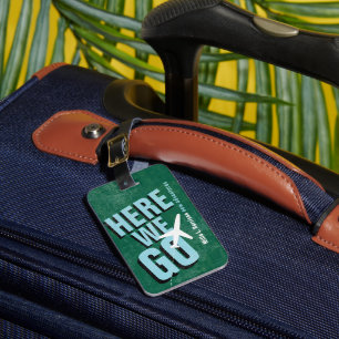 Etiqueta De Bagagem Aqui Vamos nós - Avião Viagem Verde