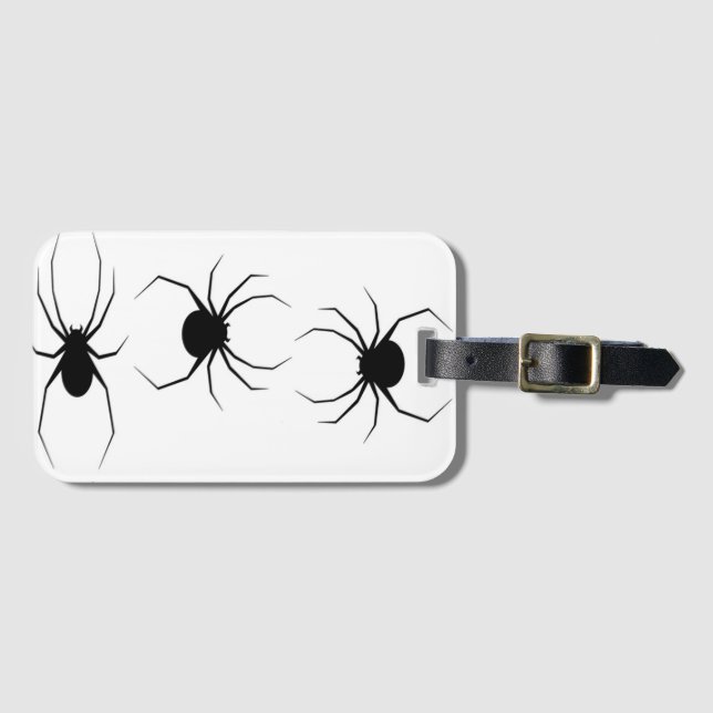 Etiqueta De Bagagem Aranhas pretas em branco (Frente Horizontal)