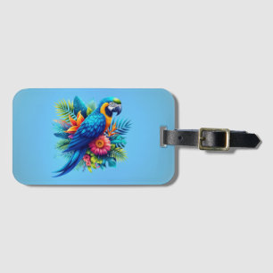 Etiqueta De Bagagem Arara tropical azul-colorida