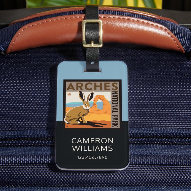 Etiqueta De Bagagem Arches National Park, Utah | Coelho (Frente Insitu 2)