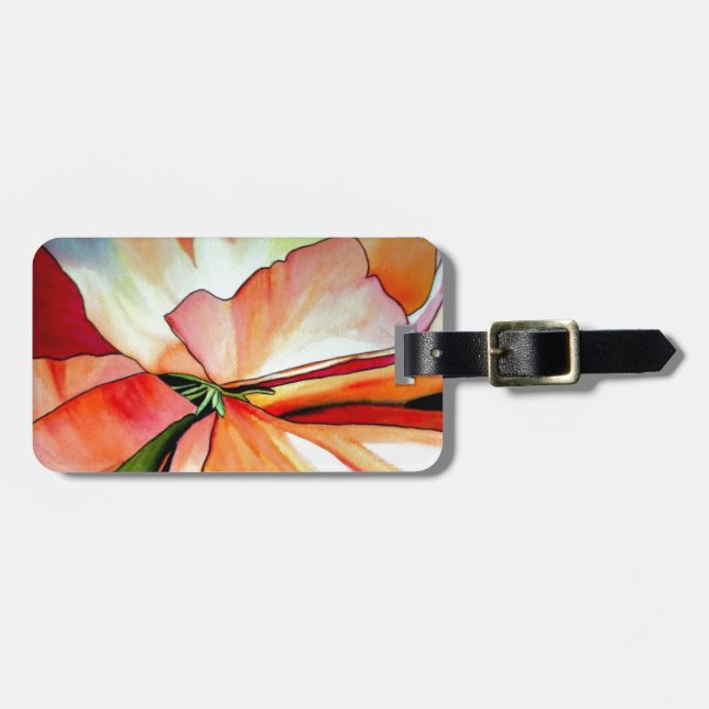 Etiqueta De Bagagem Arco-Íris Begonia aquarela (Frente Horizontal)