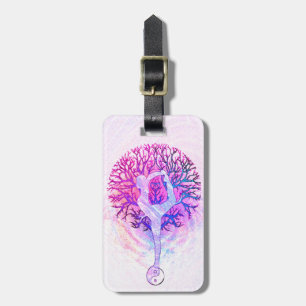 Etiqueta De Bagagem Arco-íris do Pastel da árvore da ioga