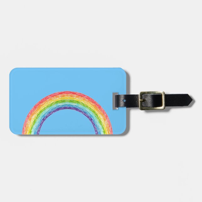 Etiqueta De Bagagem Arco-íris e céu azul (Frente Horizontal)