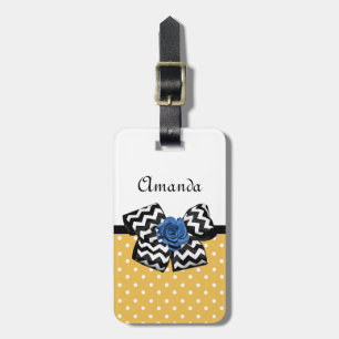 Etiqueta De Bagagem Arco Rosa Cevron Amarelo Cute Com Nome