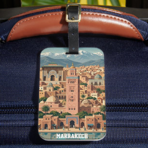 Etiqueta De Bagagem Arquitetura de Viagem Marrakech Marrocos Vintage