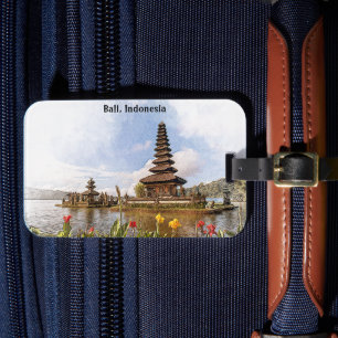 Etiqueta De Bagagem Arquitetura do Templo Ásia de na moda Bali Indonés