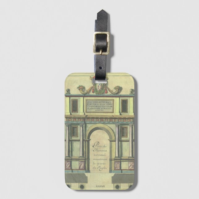 Etiqueta De Bagagem Arquitetura Renascentista de entrada da Igreja Vin (Frente Vertical)