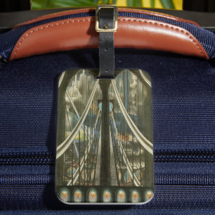 Etiqueta De Bagagem Arquitetura Vintage de Nova York, Ponte de Brookly