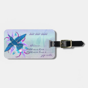 Etiqueta De Bagagem Art deco floral do colibri