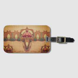 Etiqueta De Bagagem Art nouveau abstrato flor, vermelho-vermelho