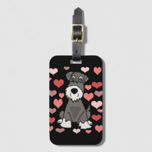 Etiqueta De Bagagem Arte bonito do teste padrão do cão e dos coraç