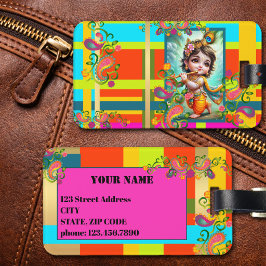 Etiqueta De Bagagem Arte Colorida do Bebê Krishna Festiva Índia