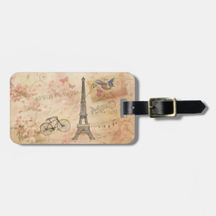 Etiqueta De Bagagem Arte da torre Eiffel do vintage